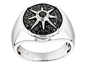 Black Diamond Rhodium Over Sterling Silver Mens Cluster Ring 0.60ctw