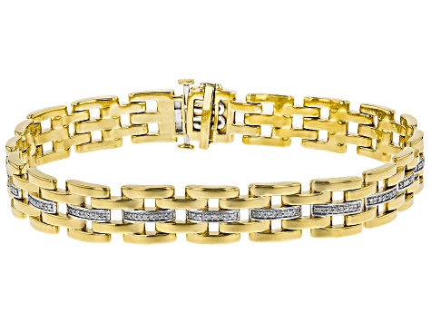 White Diamond 14K Yellow Gold Over Sterling Silver Mens Bracelet 0.50ctw