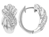 White Diamond Accent Rhodium Over Brass Hoop Earrings