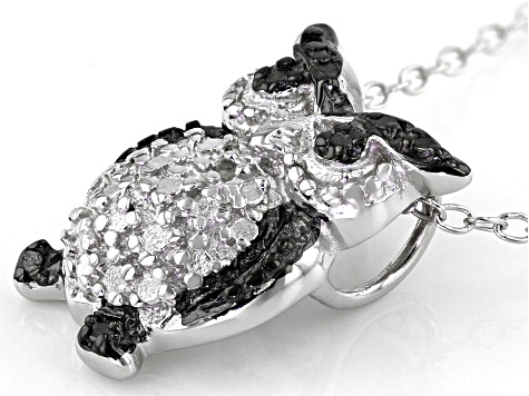 White Diamond Accent Rhodium Over Sterling Silver Owl Pendant With 18" Cable Chain