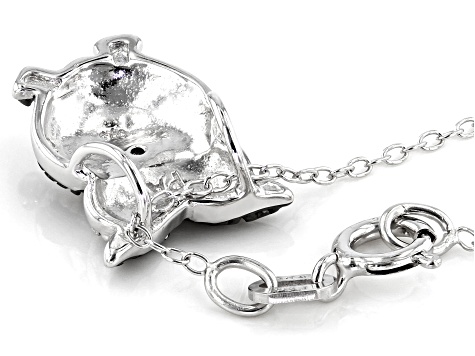 White Diamond Accent Rhodium Over Sterling Silver Owl Pendant With 18" Cable Chain