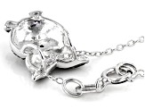 White Diamond Accent Rhodium Over Sterling Silver Owl Pendant With 18" Cable Chain