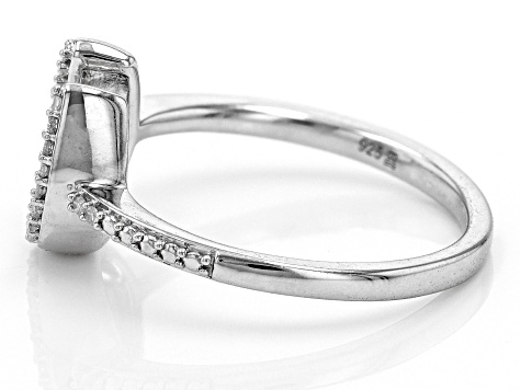 White Diamond Rhodium Over Sterling Silver Horseshoe Ring 0.10ctw