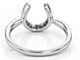 White Diamond Rhodium Over Sterling Silver Horseshoe Ring 0.10ctw