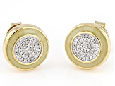 White Diamond And Green Enamel 14k Yellow Gold Over Sterling Silver Stud Earrings 0.10ctw