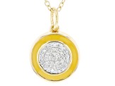 Diamond Accent And Yellow Enamel 14k Yellow Gold Over Sterling Silver Pendant With 20" Cable Chain