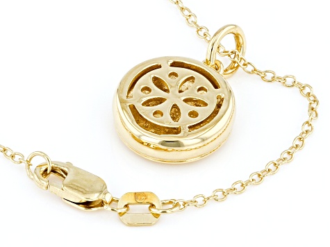 Diamond Accent And Yellow Enamel 14k Yellow Gold Over Sterling Silver Pendant With 20" Cable Chain