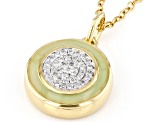 Diamond Accent And Green Enamel 14k Yellow Gold Over Sterling Silver Pendant With 20" Cable Chain