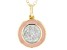 Diamond Accent And Pink Enamel 14k Yellow Gold Over Sterling Silver Pendant With 20" Cable Chain
