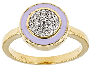 White Diamond Accent And Pastel Purple Enamel 14k Yellow Gold Over Sterling Silver Cluster Ring