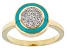 Diamond Accent And Teal Enamel 14k Yellow Gold Over Sterling Silver Cluster Ring