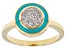 White Diamond Accent And Teal Enamel 14k Yellow Gold Over Sterling Silver Cluster Ring