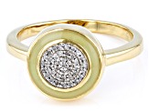 Diamond Accent And Green Enamel 14k Yellow Gold Over Sterling Silver Cluster Ring