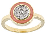 White Diamond Accent And Pink Enamel 14k Yellow Gold Over Sterling Silver Cluster Ring