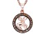 Champagne Diamond 14k Rose Gold Over Sterling Silver Aries Pendant With 18" Singapore Chain 0.25ctw