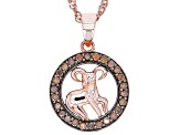 Champagne Diamond 14k Rose Gold Over Sterling Silver Aries Pendant With 18" Singapore Chain 0.25ctw