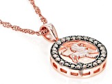 Champagne Diamond 14k Rose Gold Over Sterling Silver Leo Pendant With 18" Singapore Chain 0.25ctw