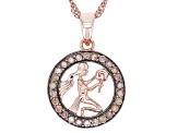 Champagne Diamond 14k Rose Gold Over Sterling Silver Virgo Pendant With 18" Singapore Chain 0.25ctw