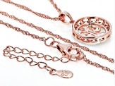 Champagne Diamond 14k Rose Gold Over Sterling Silver Libra Pendant With 18" Singapore Chain 0.25ctw