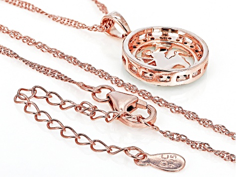 Champagne Diamond 14k Rose Gold Over Sterling Silver Sagittarius Pendant With 18" Chain 0.25ctw