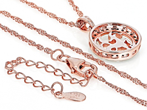 Champagne Diamond 14k Rose Gold Over Sterling Silver Capricorn Pendant With 18" Chain 0.25ctw