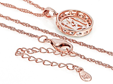 Champagne Diamond 14k Rose Gold Over Sterling Silver Aquarius Pendant With 18" Chain 0.25ctw