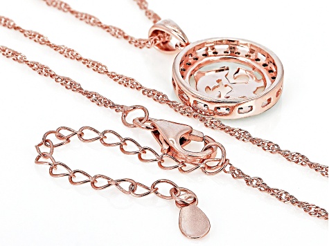 Champagne Diamond 14k Rose Gold Over Sterling Silver Pisces Pendant With 18" Singapore Chain 0.25ctw