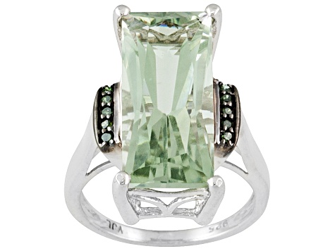 Green Prasiolite Sterling Silver Ring 5.55ctw