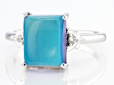 Aurora Moonstone Rhodium Over Sterling Silver Ring 0.05ctw