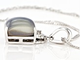 Aurora Moonstone Rhodium Over Sterling Silver Pendant With Chain 0.02ctw