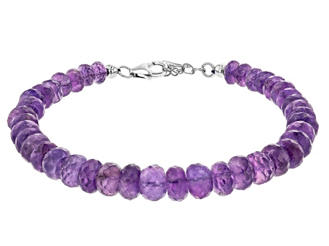 Amethyst Bracelet Purple Bracelet with Sterling Sliver Bead