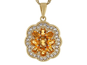 Orange Fire Opal 18k Yellow Gold Over Sterling Silver Pendant With Chain 1.28ctw