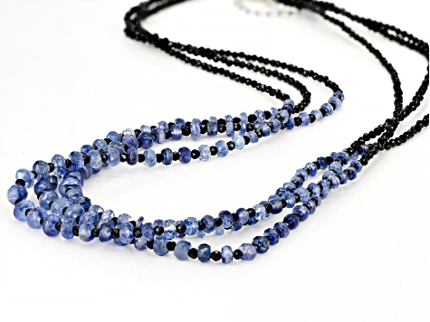 Black Spinel Rhodium Over Sterling Silver Necklace