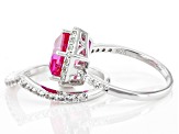 Pink Lab Created Sapphire Rhodium Over Sterling Silver Ring Set 3.89ctw