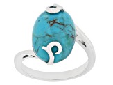 Blue Turquoise Rhodium Over Sterling Silver Solitaire Ring