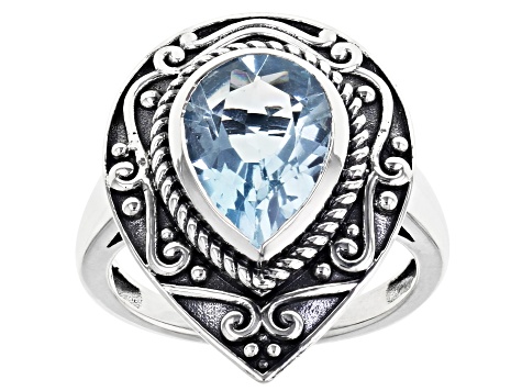Sky Blue Topaz Rhodium Over Sterling Silver Solitaire Ring 3.85ct