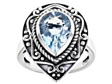 Sky Blue Topaz Rhodium Over Sterling Silver Solitaire Ring 3.85ct