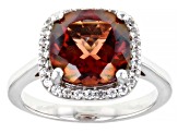 Red Labradorite Rhodium Over Sterling Silver Ring 3.24ctw
