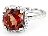Red Labradorite Rhodium Over Sterling Silver Ring 3.24ctw