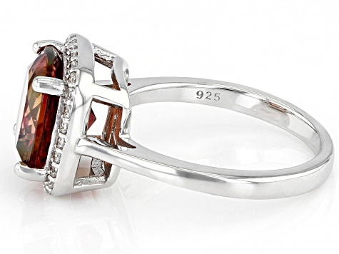 Red Labradorite Rhodium Over Sterling Silver Ring 3.24ctw
