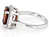 Red Labradorite Rhodium Over Sterling Silver Ring 3.24ctw