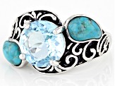 Sky Blue Glacier Topaz Rhodium Over Sterling Silver Ring 3.83ct