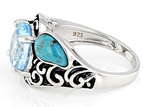 Sky Blue Glacier Topaz Rhodium Over Sterling Silver Ring 3.83ct