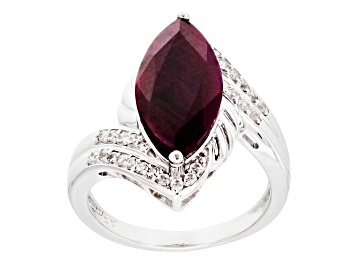 Picture of Red Ruby Rhodium Over Sterling Silver Ring 4.51ctw