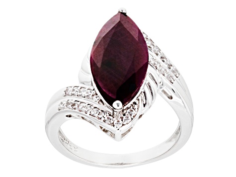 Red Ruby Rhodium Over Sterling Silver Ring 4.51ctw