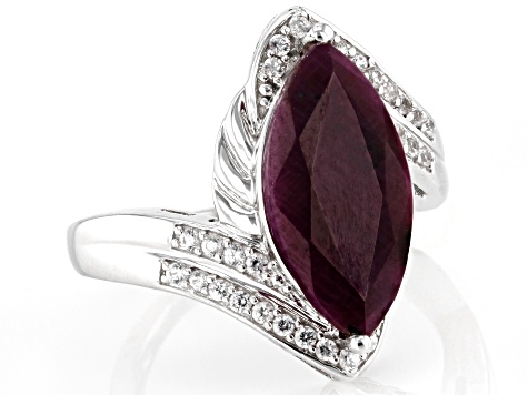 Red Ruby Rhodium Over Sterling Silver Ring 4.51ctw