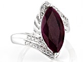 Red Ruby Rhodium Over Sterling Silver Ring 4.51ctw