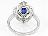 Blue Kyanite And White Zircon Rhodium Over Sterling Silver Ring 0.98ctw