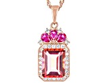 Pink Quartz 18k Rose Gold Over Sterling Silver Pendant With Chain 3.40ctw