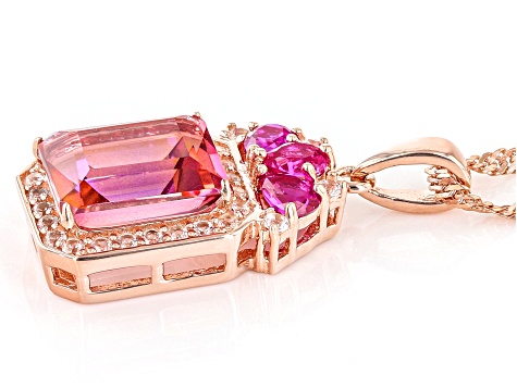 Pink Quartz 18k Rose Gold Over Sterling Silver Pendant With Chain 3.40ctw